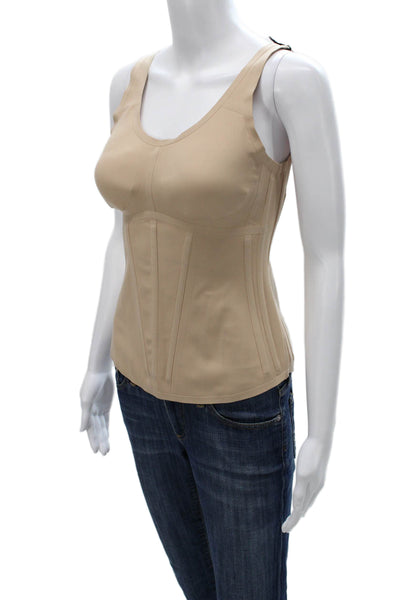 Honey Love Women Shaping Top Beige Nylon Scoop Neck Sleeveless Solid Size M