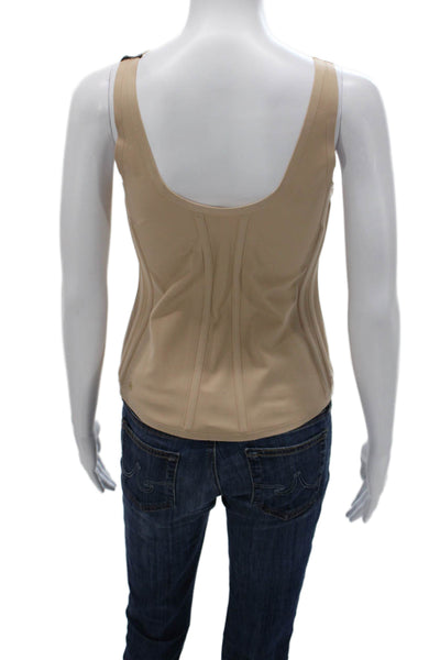 Honey Love Women Shaping Top Beige Nylon Scoop Neck Sleeveless Solid Size M