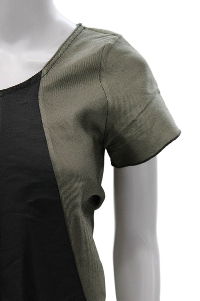 Ter Et Bantine Womens Basic Gray V-Neck Colorblock Blouse Short Sleeve Size 42