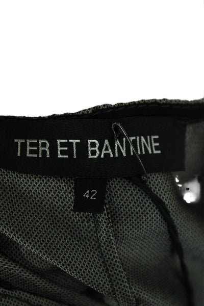 Ter Et Bantine Womens Basic Gray V-Neck Colorblock Blouse Short Sleeve Size 42