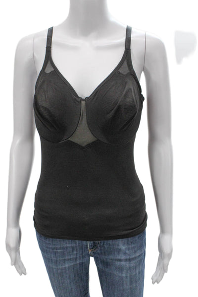 Miraclesuit Womens Shaping V-Neck Sleeveless Black Nylon Top Size 38C