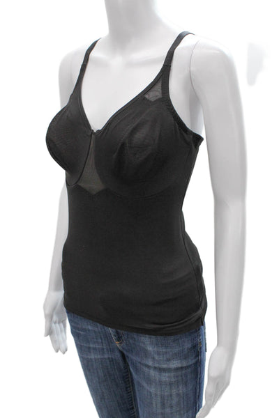 Miraclesuit Womens Shaping V-Neck Sleeveless Black Nylon Top Size 38C