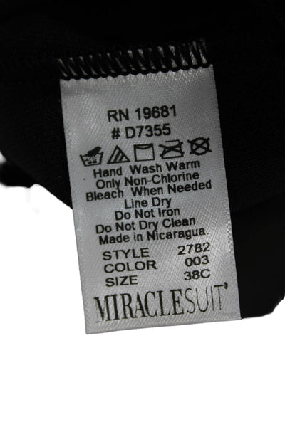 Miraclesuit Womens Shaping V-Neck Sleeveless Black Nylon Top Size 38C