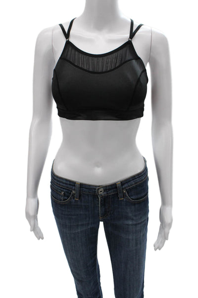 Sweaty Betty Womens Spaghetti Strap Mesh Trim Sports Bra Black Size Small