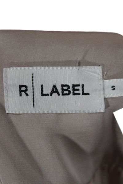 R Label Womens Basic Henley Blouse Beige Button Polyester Short Sleeve Size S