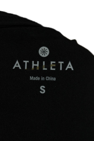 Athleta Womens Deep V Neck Striped Stretch Knit Sports Bra Blue Black Size Small