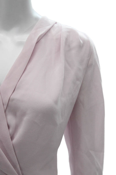 IRO Womens Basic V-Neck Pink Triacetate Long Sleeve Blouse Size 38