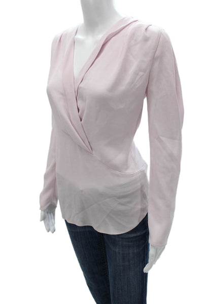 IRO Womens Basic V-Neck Pink Triacetate Long Sleeve Blouse Size 38