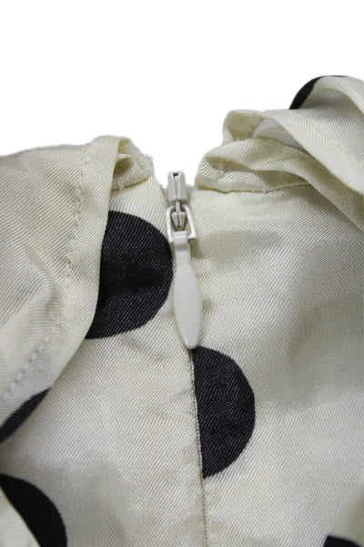 Hache Women Blouse Ivory Polka Dot Collared Viscose 3/4 Sleeve Zip Size 40