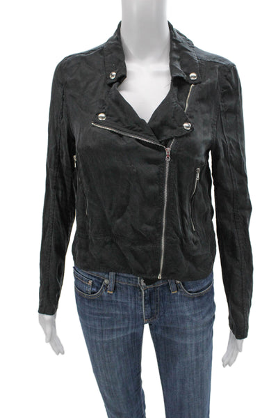 Blank NYC Women Biker Jacket Black Zip Long Sleeve Size XS