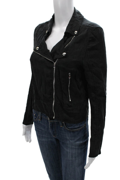 Blank NYC Women Biker Jacket Black Zip Long Sleeve Size XS