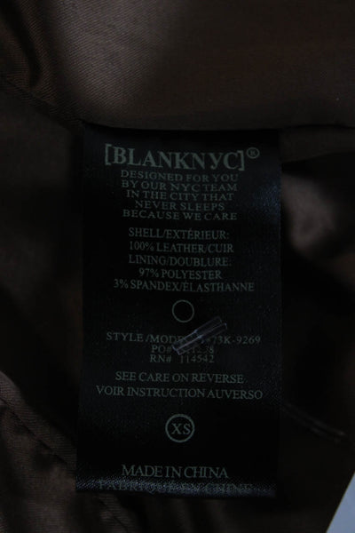 Blank NYC Womens Brown Leather Motorcycle Jacket Buckle Size XS