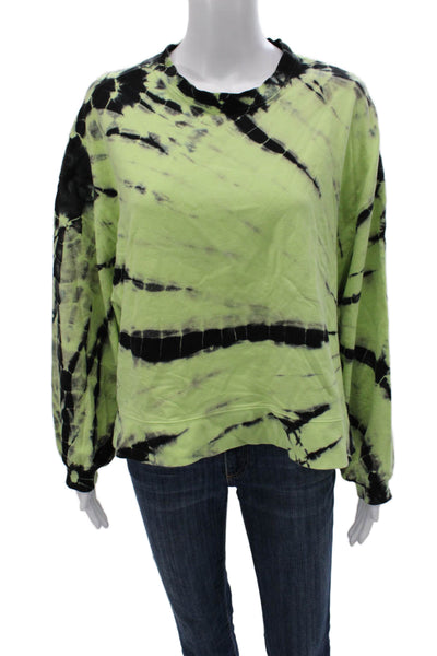 Electric & Rose Womens Striped Cotton Pullover Sweatshirt Green Crew Size XS