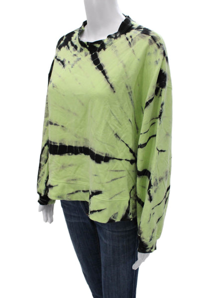 Electric & Rose Womens Striped Cotton Pullover Sweatshirt Green Crew Size XS