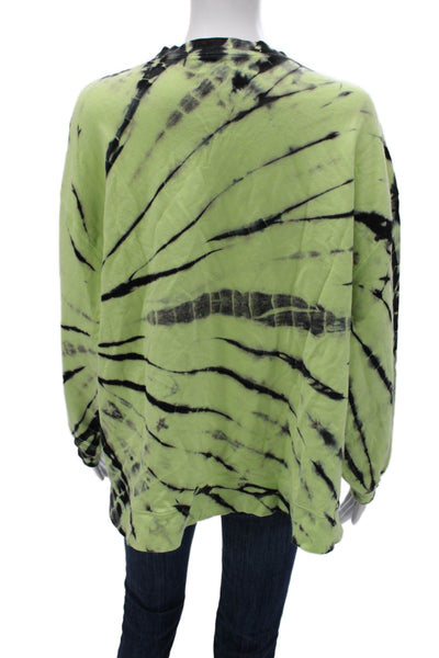 Electric & Rose Womens Striped Cotton Pullover Sweatshirt Green Crew Size XS