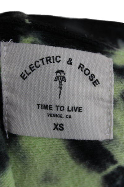 Electric & Rose Womens Striped Cotton Pullover Sweatshirt Green Crew Size XS