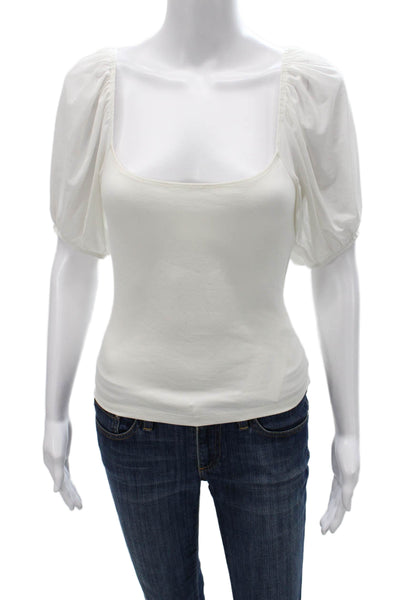 Intimately Free People Women White Square Neck Short Sleeve Blouse Size S