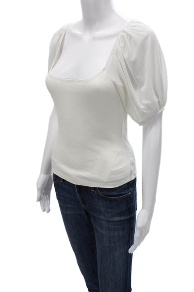 Intimately Free People Women White Square Neck Short Sleeve Blouse Size S