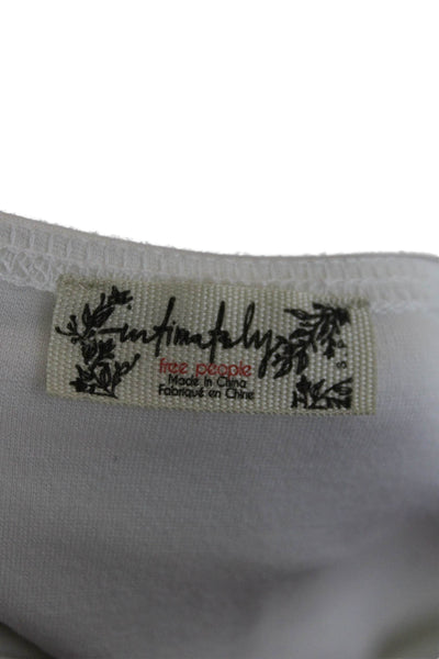 Intimately Free People Women White Square Neck Short Sleeve Blouse Size S