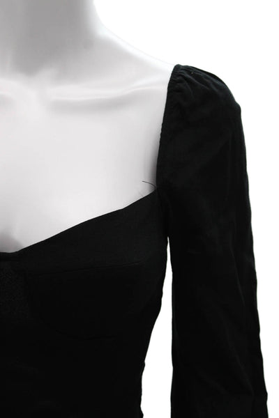Reformation Women Black Corset Top Sweetheart Viscose Long Sleeve Size 2