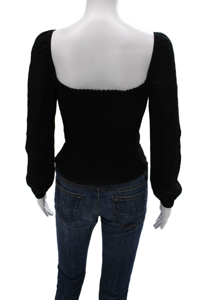 Reformation Women Black Corset Top Sweetheart Viscose Long Sleeve Size 2