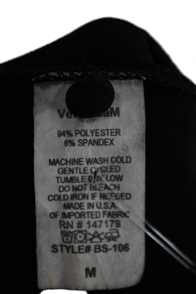 Veronica M Women One Piece Bodysuit Sleeveless Mock Neck Black Size M