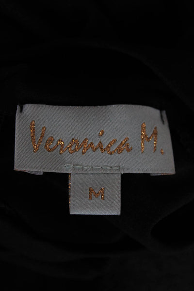 Veronica M Women One Piece Bodysuit Sleeveless Mock Neck Black Size M