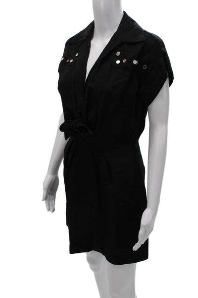 Sandro Women Shirt Dress Gray Viscose Short-Sleeve Knee-Length Zip Size 34