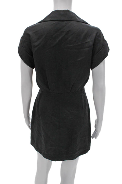 Sandro Women Shirt Dress Gray Viscose Short-Sleeve Knee-Length Zip Size 34