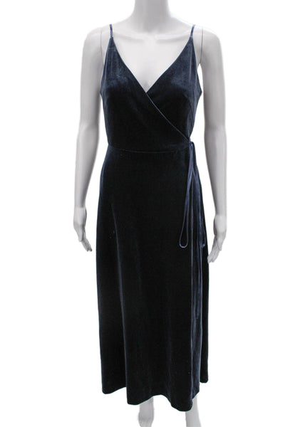 Jenny Yoo Collection Womens Wrap Dress Blue VNeck Sleeveless Full-Length Size 0