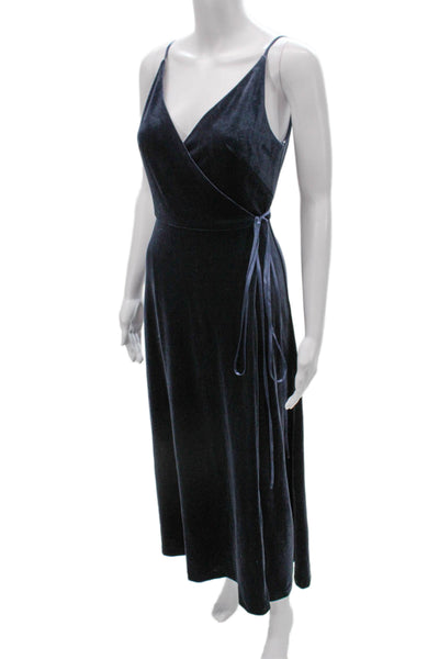 Jenny Yoo Collection Womens Wrap Dress Blue VNeck Sleeveless Full-Length Size 0