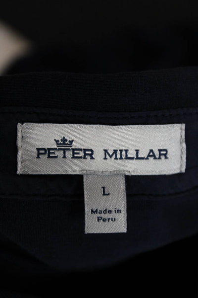 Peter Millar Mens Long Sleeves Button Down Shirt Navy Blue Cotton Size Large