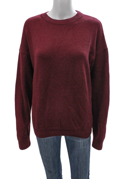 Zara Women Cashmere Crew Neck Pullover Sweater Red Long Sleeve Size L