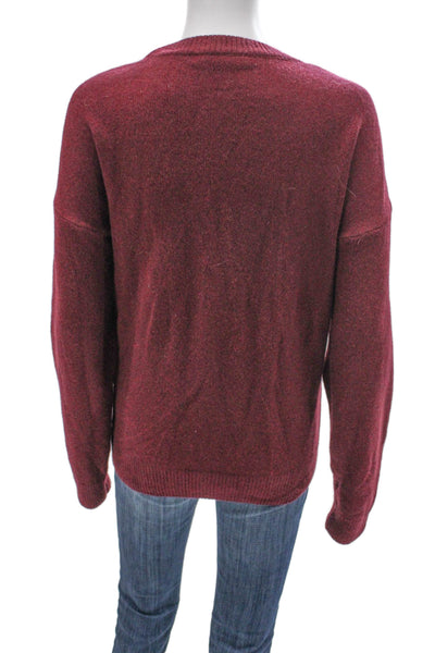 Zara Women Cashmere Crew Neck Pullover Sweater Red Long Sleeve Size L