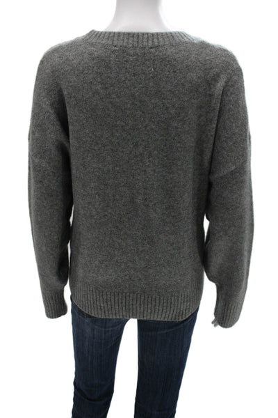 Zara Women Gray Acrylic Pullover Sweater Crew Neck Long Sleeve Size L