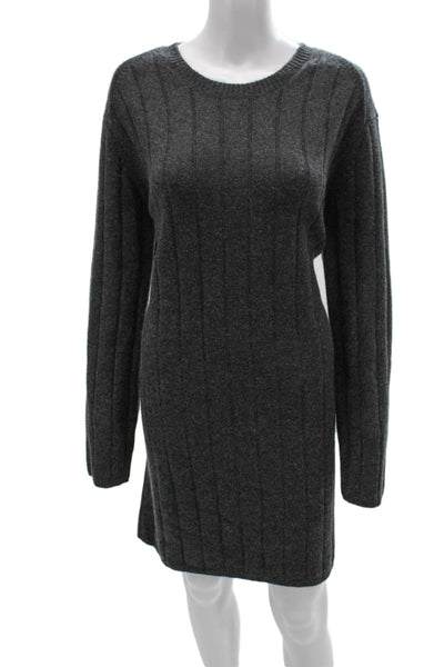 Naked Cashmere Women Sweater Dress Gray Cashmere Crew Neck Long Sleeve Size L