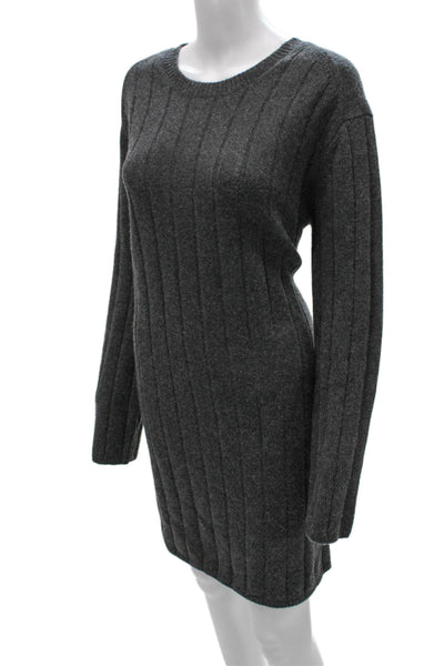 Naked Cashmere Women Sweater Dress Gray Cashmere Crew Neck Long Sleeve Size L