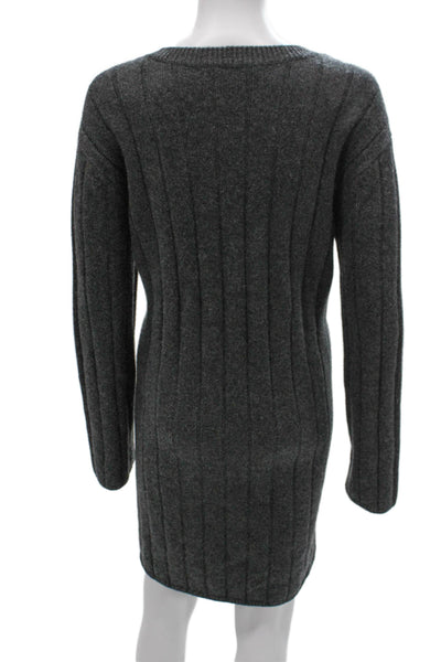 Naked Cashmere Women Sweater Dress Gray Cashmere Crew Neck Long Sleeve Size L