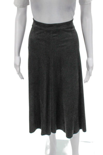 Zara Women A-Line Suede Midi Skirt Gray Zip Solid Size L