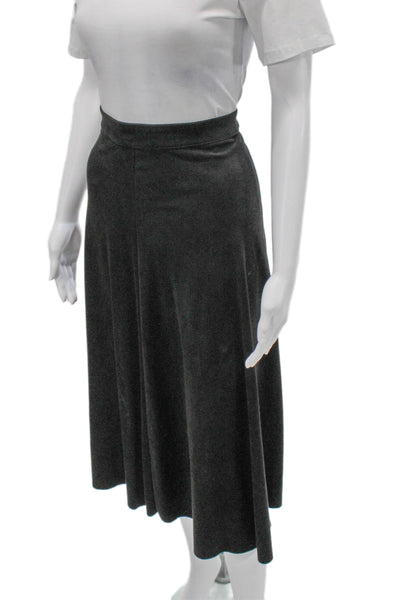 Zara Women A-Line Suede Midi Skirt Gray Zip Solid Size L