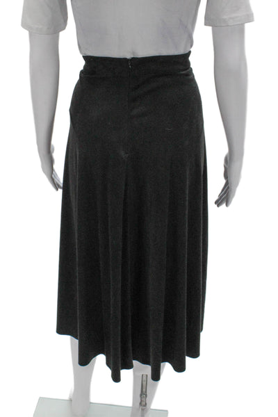 Zara Women A-Line Suede Midi Skirt Gray Zip Solid Size L