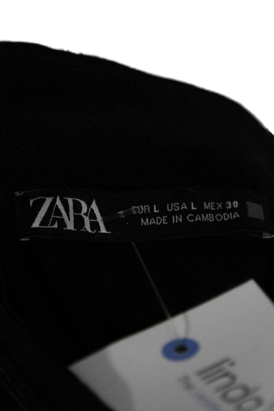 Zara Women A-Line Suede Midi Skirt Gray Zip Solid Size L