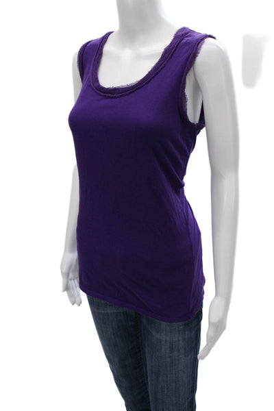 Lanvin Women Basic Tank Purple Cotton Round Neck Size M