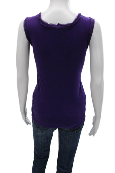 Lanvin Women Basic Tank Purple Cotton Round Neck Size M