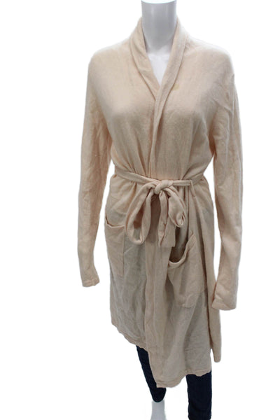 White + Warren Womens Cashmere Cowl Neck Long Sleeve Robe Pink Size Large