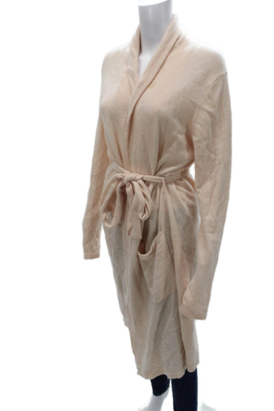 White + Warren Womens Cashmere Cowl Neck Long Sleeve Robe Pink Size Large