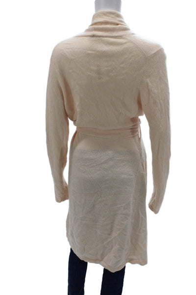 White + Warren Womens Cashmere Cowl Neck Long Sleeve Robe Pink Size Large