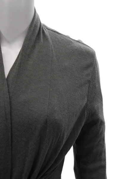 Rick Owens Lilies Womens Cardigan Gray Viscose V-Neck Tied Long Sleeve Size 10