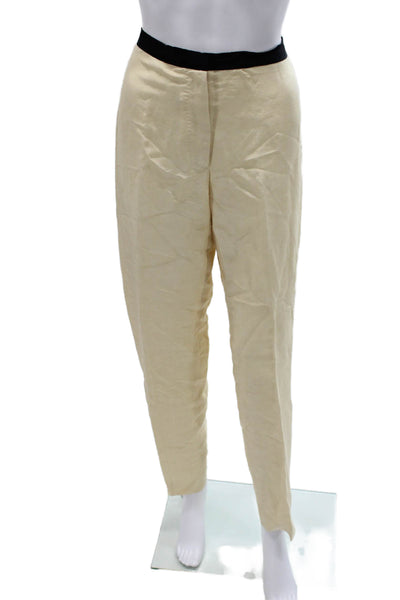 Dries Van Noten Womens Beige Linen Blend Dress Pants Zip Inseam 30 Size 40