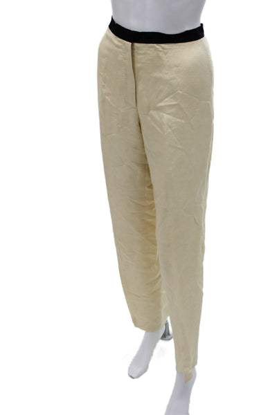 Dries Van Noten Womens Beige Linen Blend Dress Pants Zip Inseam 30 Size 40